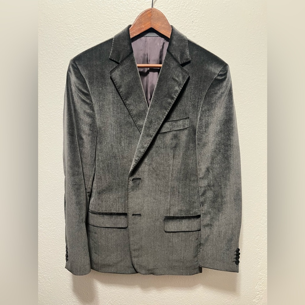 Z Zegna Slim Fit Gray Suede Dinner Jacket I Tuxedo